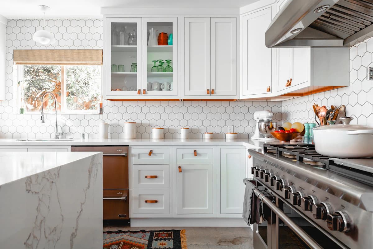 Kitchen layout and cabinetry in a compact home